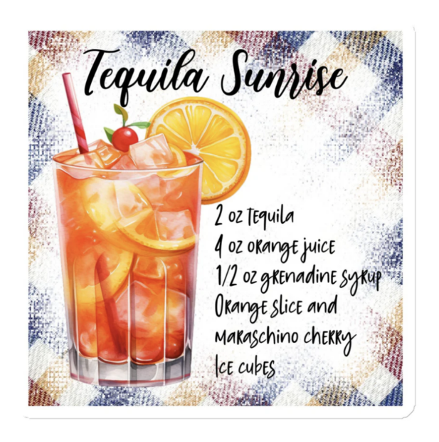 Tequila Sunrise Cocktail Recipe Magnet